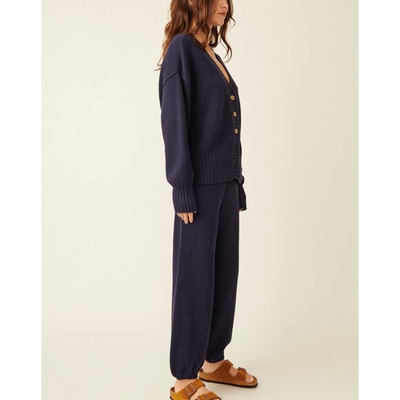 Free People Navy Knit Pants & Cardigan Set - Picture 2 of 13